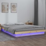 vidaXL Cadre de lit à LED 135x190 cm double bois massif