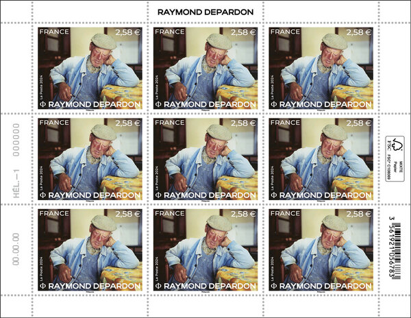 Feuille de 9 timbres - Raymond Depardon - Lettre verte
