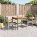 vidaXL Ensemble à manger de jardin 3 Pièces coussins gris résine tressée