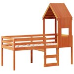 vidaXL Lit haut avec toit cire marron 90x190 cm bois de pin massif
