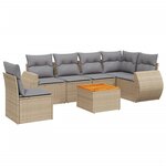 vidaXL Salon de jardin avec coussins 7 Pièces beige résine tressée