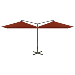 vidaXL Parasol double avec mât en acier Terre cuite 600x300 cm