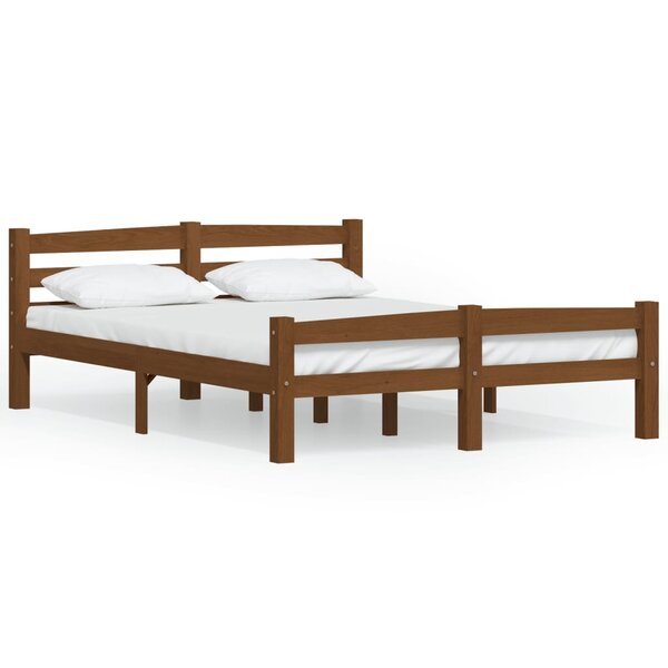 vidaXL Cadre de lit Marron miel Bois de pin massif 120x200 cm