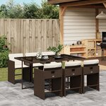 vidaXL Ensemble à manger de jardin et coussins 7 Pièces marron rotin