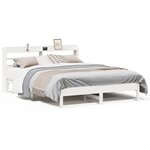 vidaXL Cadre de lit sans matelas blanc 135x190 cm bois de pin massif