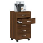 vidaXL Armoire à tiroirs avec roulettes Chêne marron Bois d'ingénierie