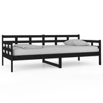 vidaXL Lit de jour noir bois de pin massif 90x200 cm