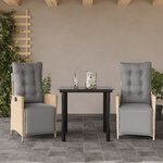 vidaXL Ensemble à manger de jardin et coussins 3 Pièces mélange beige