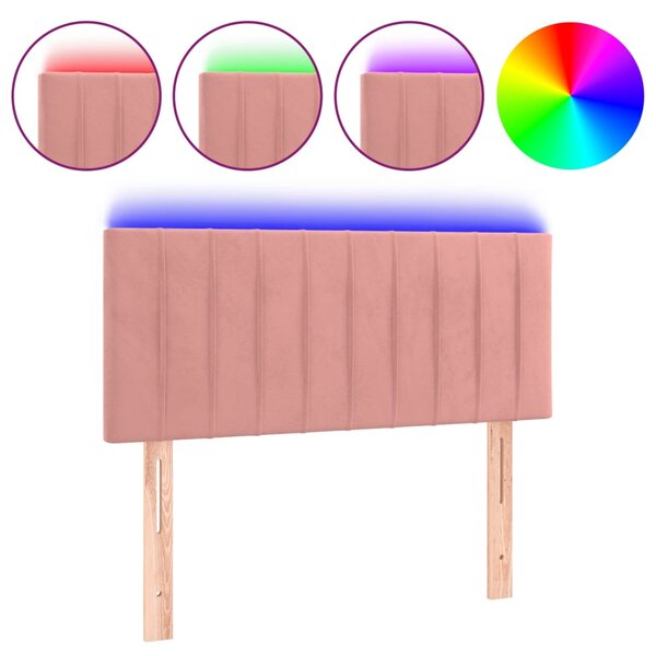 vidaXL Tête de lit à LED Rose 90x5x78/88 cm Velours