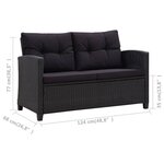 vidaXL Ensemble à manger de jardin coussins noirs 3 Pièces Résine tressée