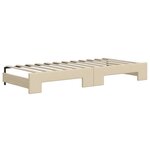 vidaXL Lit de jour avec gigogne et tiroirs crème 90x200 cm tissu