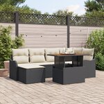 vidaXL Ensemble de 7 Pièces de Canapés de Jardin avec Coussins Noir Poly Rattan Acacia