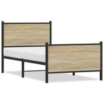 vidaXL Cadre de lit en métal sans matelas chêne sonoma 90x190 cm