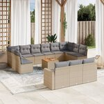 vidaXL Salon de jardin et coussins 14 Pièces mélange beige résine tressée