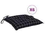 vidaXL Coussins de chaise lot de 6 carreaux noir 50x50x7 cm