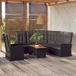 vidaXL Salon de jardin 3 Pièces avec coussins Noir Résine tressée