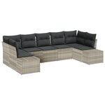 vidaXL Ensemble de canapé de jardin 7 pièces avec coussins gris clair en rattan poly