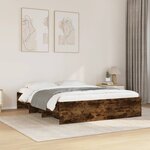 vidaXL Cadre de lit sans matelas chêne fumé 150x200 cm bois ingénierie
