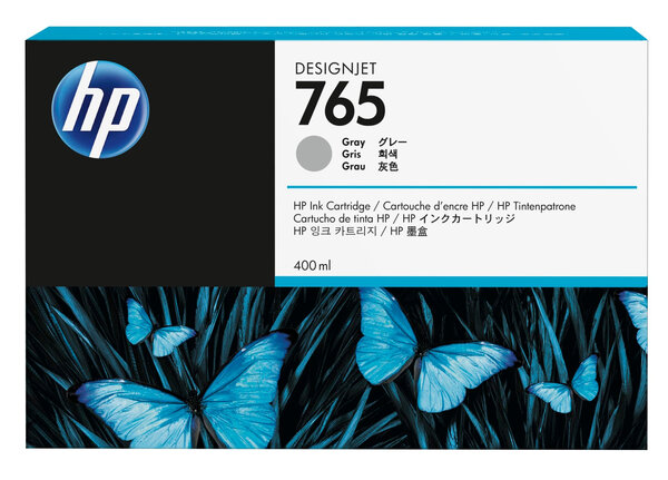 Hp hp 765 400 ml gray ink cartridge hp 765 cartouche d encre gris capacite standard 400ml pack de 1