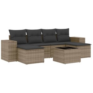 vidaXL Salon de jardin avec coussins 7 Pièces gris résine tressée