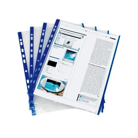 Sachet de 10 Pochettes perforées A4 bords colorés Bleu ELBA