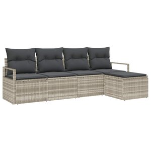 vidaXL Ensemble de Canapés avec coussin 5 Pièces Gris clair polyrotin