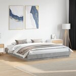vidaXL Cadre de lit avec lumières LED gris béton 200x200 cm