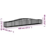 vidaXL Paniers à gabions arqués 20 Pièces 400x50x40/60 cm Fer galvanisé
