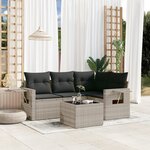 vidaXL Salon de jardin 5 Pièces avec coussins gris clair résine tressée