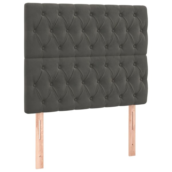 vidaXL Têtes de lit 2 Pièces Gris foncé 90x7x78/88 cm Velours