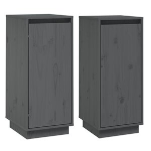 vidaXL Buffets 2 Pièces Gris 31 5x34x75 cm Bois massif de pin