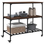 vidaXL Chariot de cuisine chêne marron 100x50x95 cm bois d'ingénierie