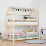 Lit superposé cabane MONTY 222 cm naturel
