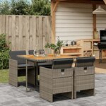 vidaXL Ensemble à manger de jardin 5 Pièces coussins gris résine tressée