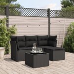 vidaXL Salon de jardin 5 Pièces avec coussins noir résine tressée