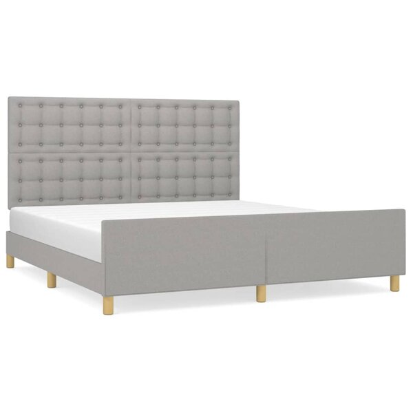 vidaXL Cadre de lit avec tête de lit Gris clair 160x200 cm Tissu