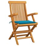 vidaXL Chaises de jardin avec coussins bleu lot de 6 Bois teck massif