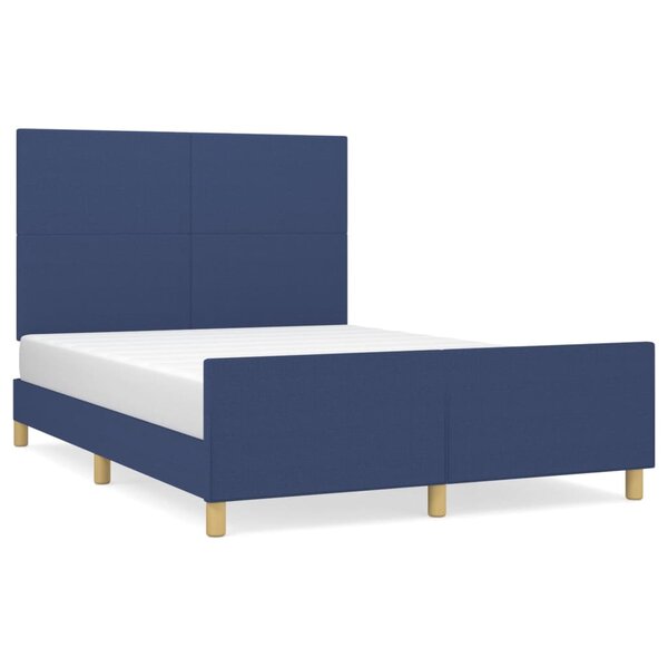 vidaXL Cadre de lit avec tête de lit Bleu 140x190 cm Tissu