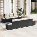 vidaXL Ensemble de canapé de jardin 8 pièces avec coussins Noir poly ratte