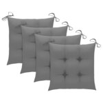 vidaXL Chaises de jardin empilables avec coussins lot de 4 Teck solide