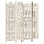 vidaXL Cloison de séparation 4 panneaux Blanc 160x165 cm Bois manguier