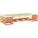 vidaXL Salon de jardin 7 Pièces avec coussins cire marron bois pin massif