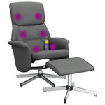 vidaXL Fauteuil de massage inclinable et repose-pieds gris foncé tissu