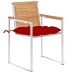 vidaXL Chaises de jardin lot de 4 avec coussins Bois de teck massif