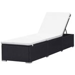 vidaXL Chaise longue avec coussin Résine tressée Noir