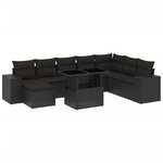 vidaXL Salon de jardin 9 Pièces avec coussins noir résine tressée