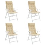 vidaXL Coussins de chaise à dossier haut lot de 4 beige tissu oxford