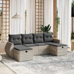 vidaXL Salon de jardin 6 Pièces avec coussins gris clair résine tressée