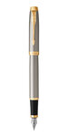 PARKER IM Stylo plume  métal brossé  plume moyenne  encre bleue  Coffret cadeau