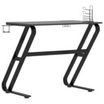 Bureau table poste de travail meuble d'ordinateur informatique étude de jeu avec pieds en forme de ZZ 90 x 60 x 75 cm noir 02_0023774
